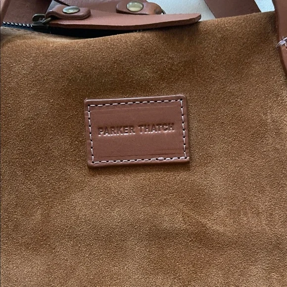 Parker Thatch Charlie Carmel Suede Leather Satchel - Picture 3 of 9